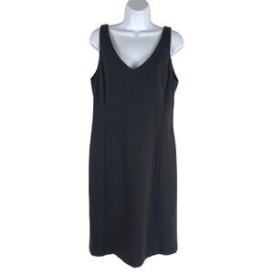 Eileen Fisher Dress Medium Black Solid‎ Sleeveless Viscose Blend V-Neck DR-1464
